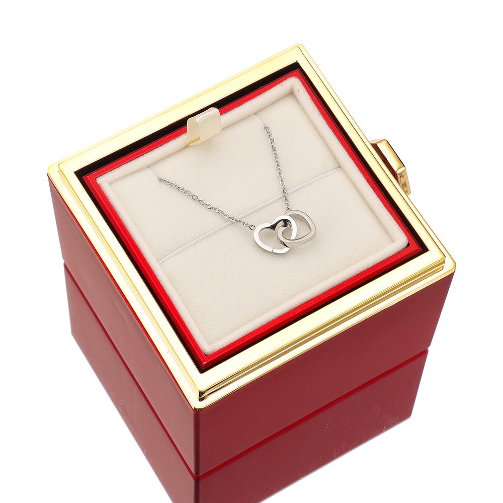 Ewige Rose Box - Mit Personalisierter Halskette Und Echter Rose