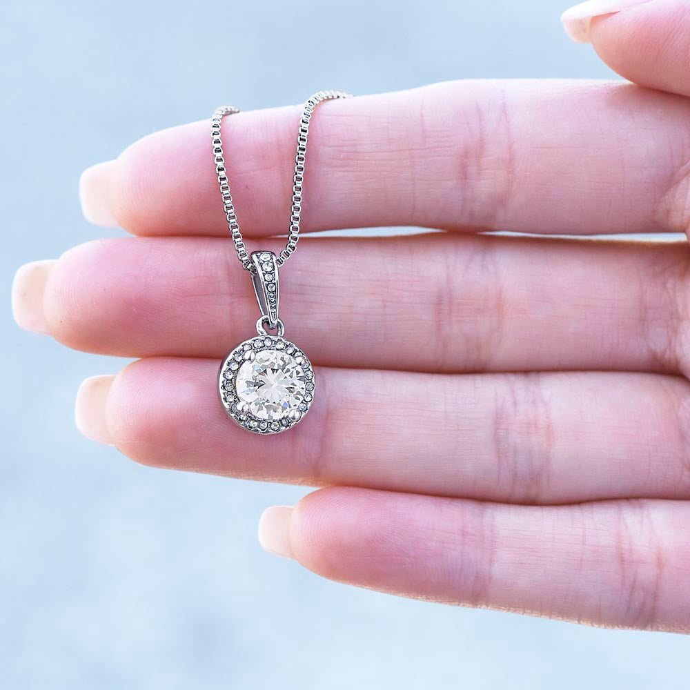 An Meine Mama – Ewige Rosenbox – Mit 14K Weißgold Kreis Halskette & Echter Rose