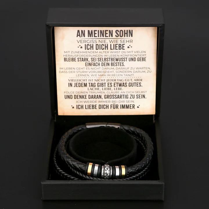 An meinen Sohn - Geflochtenes Edelstahl Lederarmband