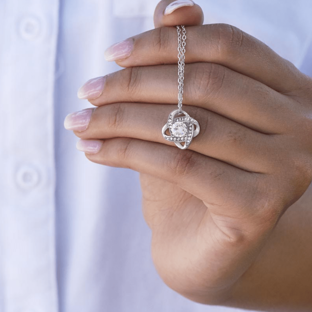 Ewige Rosenbox – Mit Love Knot Halskette & Echter Rose