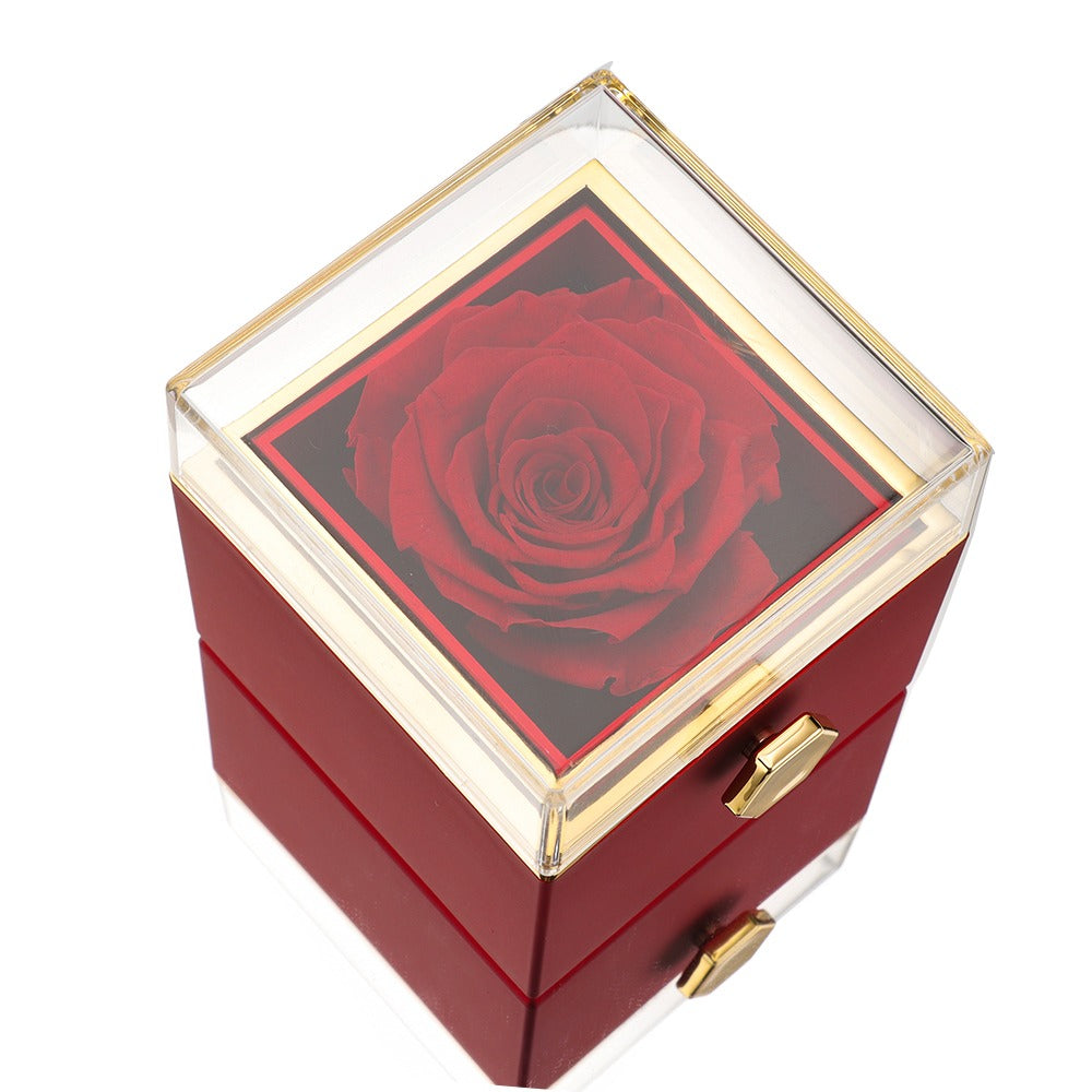Ewige Rose Box - Mit Personalisierter Halskette Und Echter Rose