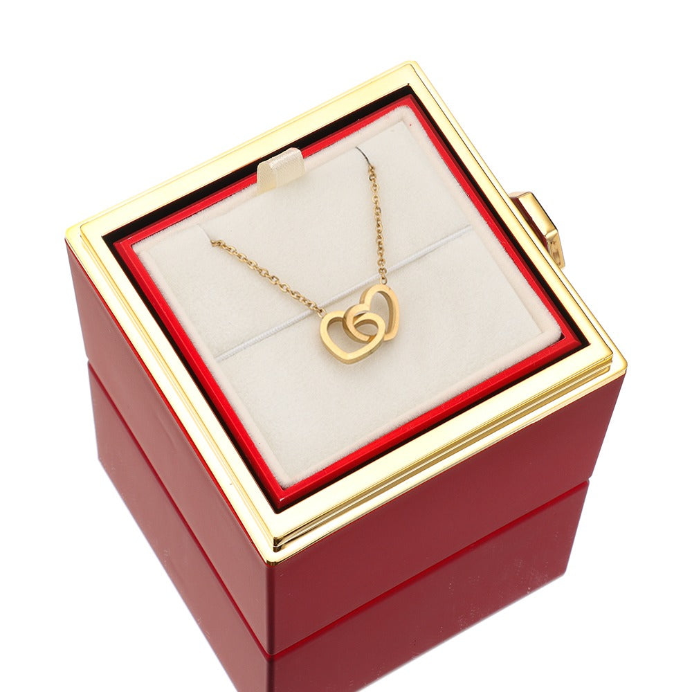 Ewige Rose Box - Mit Personalisierter Halskette Und Echter Rose