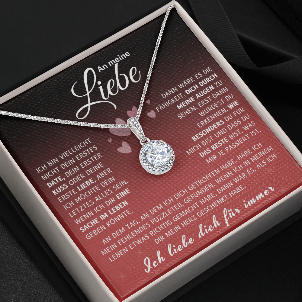 An Meine Liebe - 14k Weißgold Kreis-Halskette