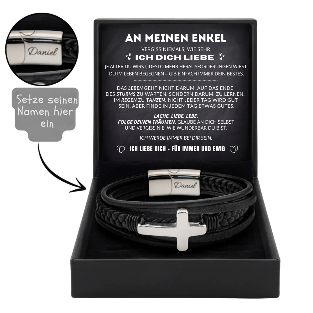 An Meinen Enkel - Personalisiertes Ewiger Beschützer Glaubensarmband