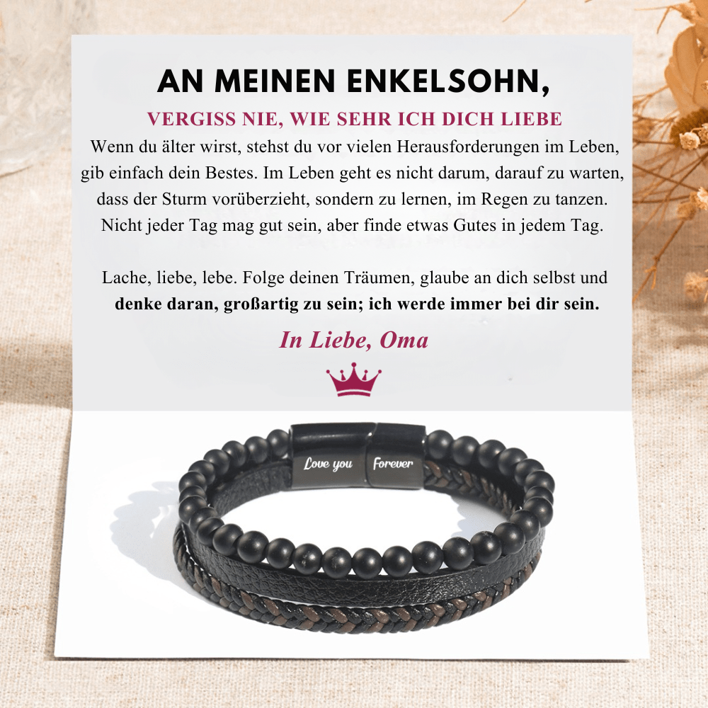 An Meinen Enkel – Beruhigendes Lavastein-Armband – In Liebe, Oma