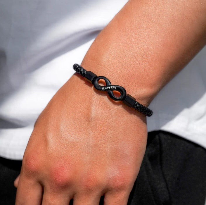 An Meinen Mann - Personalisiertes Infinity-Lederarmband
