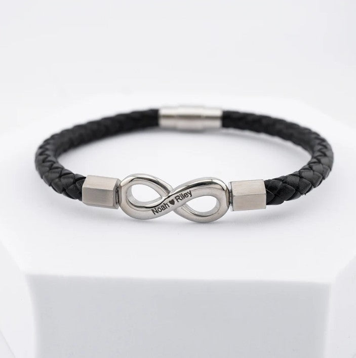 An Meinen Mann - Personalisiertes Infinity-Lederarmband