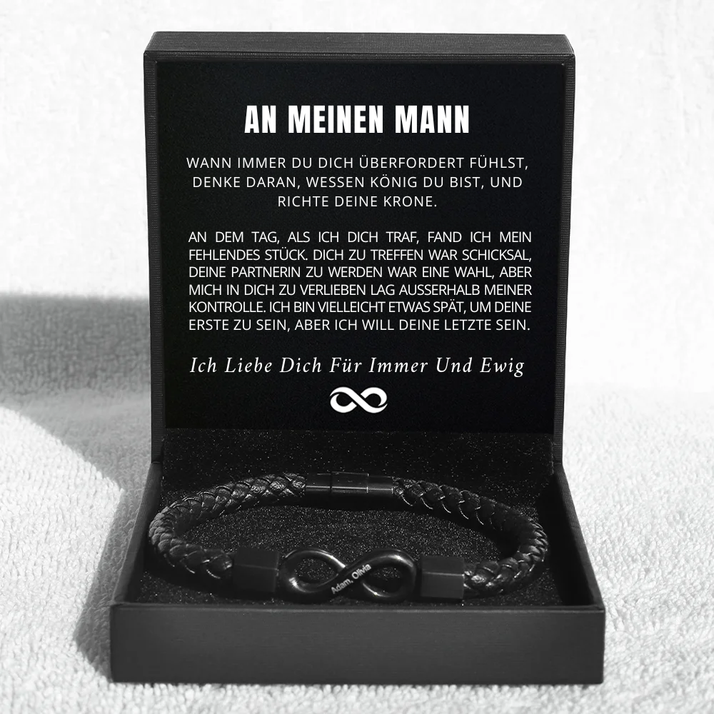 An Meinen Mann - Personalisiertes Infinity-Lederarmband