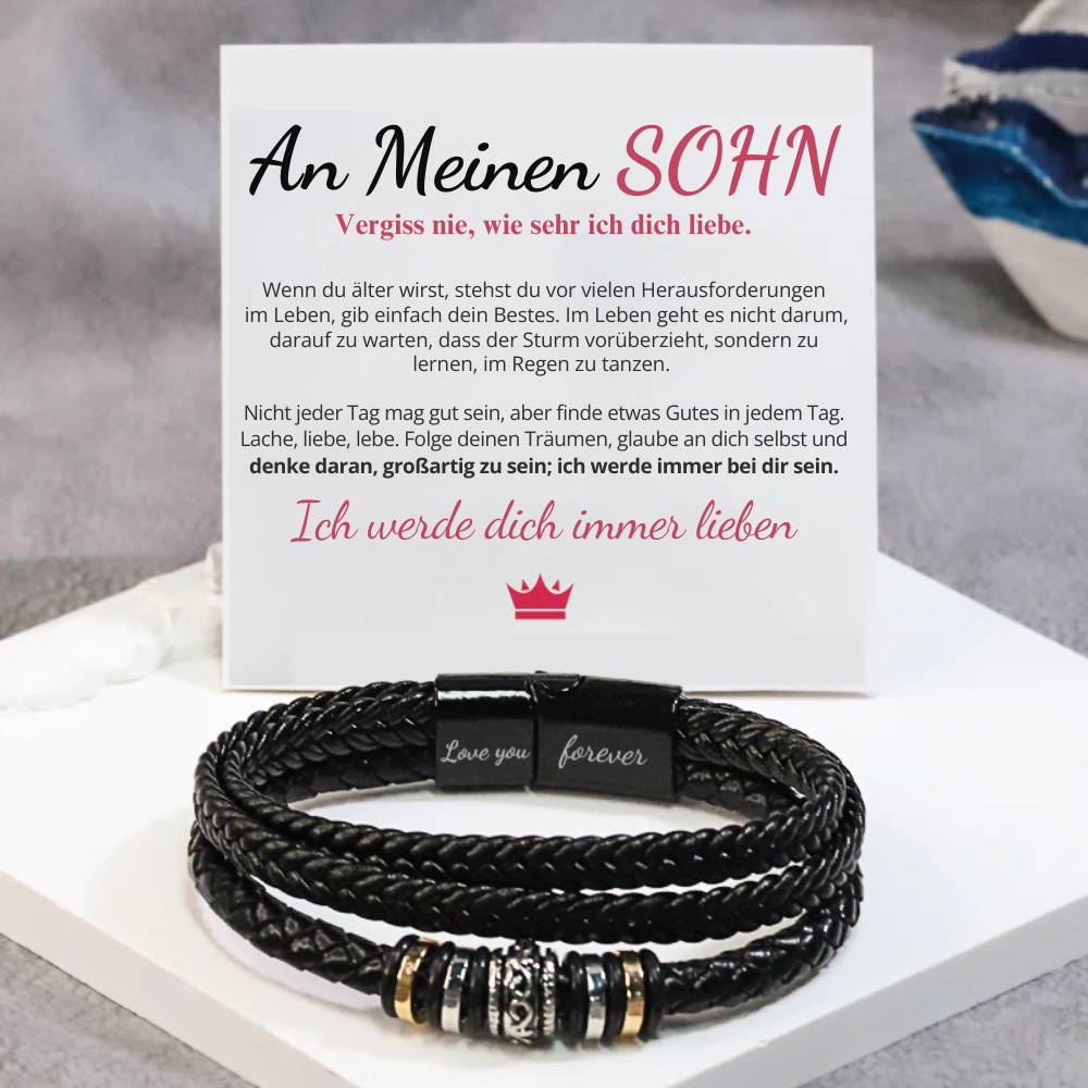 An Meinen Sohn - Ich Werde Immer Bei Dir Sein – Lederarmband