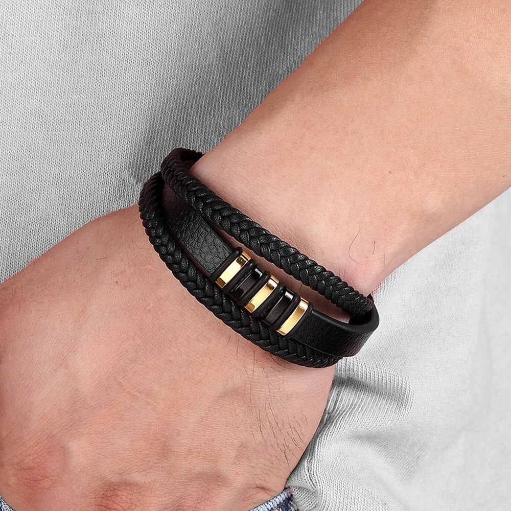 An Meinen Sohn – Du Gehst Niemals Allein – Personalisiertes Geflochtenes Lederarmband
