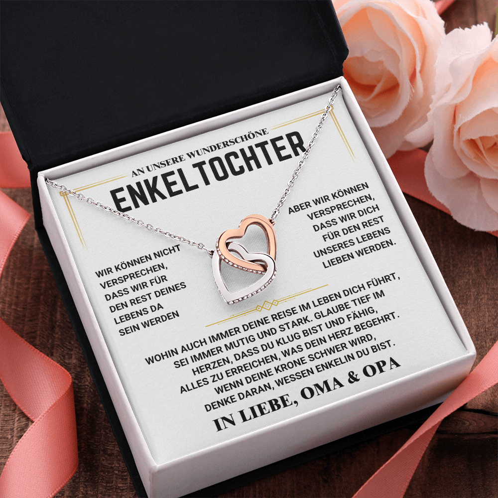 An Unsere Wunderschöne Enkeltochter - Ineinandergreifend Herzen Halskette - Liebe, Oma & Opa