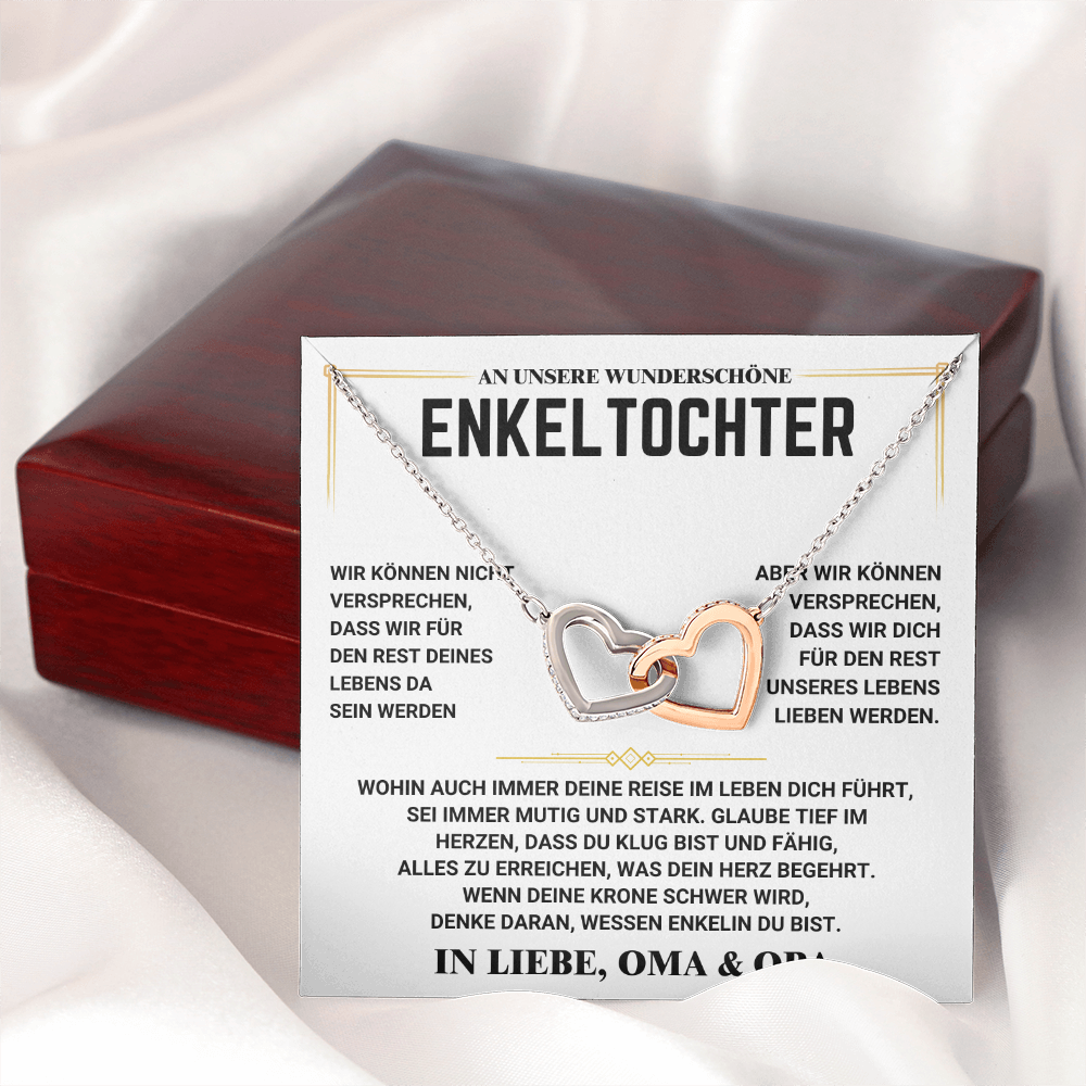 An Unsere Wunderschöne Enkeltochter - Ineinandergreifend Herzen Halskette - Liebe, Oma & Opa