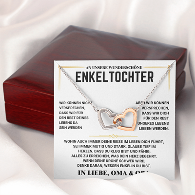 An Unsere Wunderschöne Enkeltochter - Ineinandergreifend Herzen Halskette - Liebe, Oma & Opa