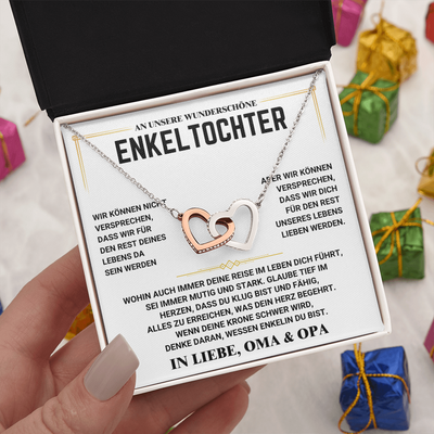 An Unsere Wunderschöne Enkeltochter - Ineinandergreifend Herzen Halskette - Liebe, Oma & Opa
