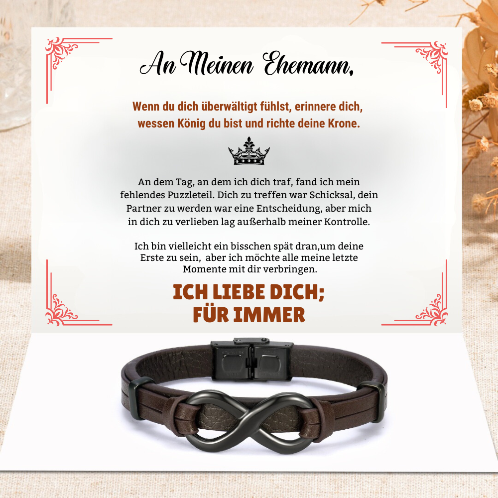 An Meinen Mann - Ich liebe dich; für immer - Infinity-Lederarmband