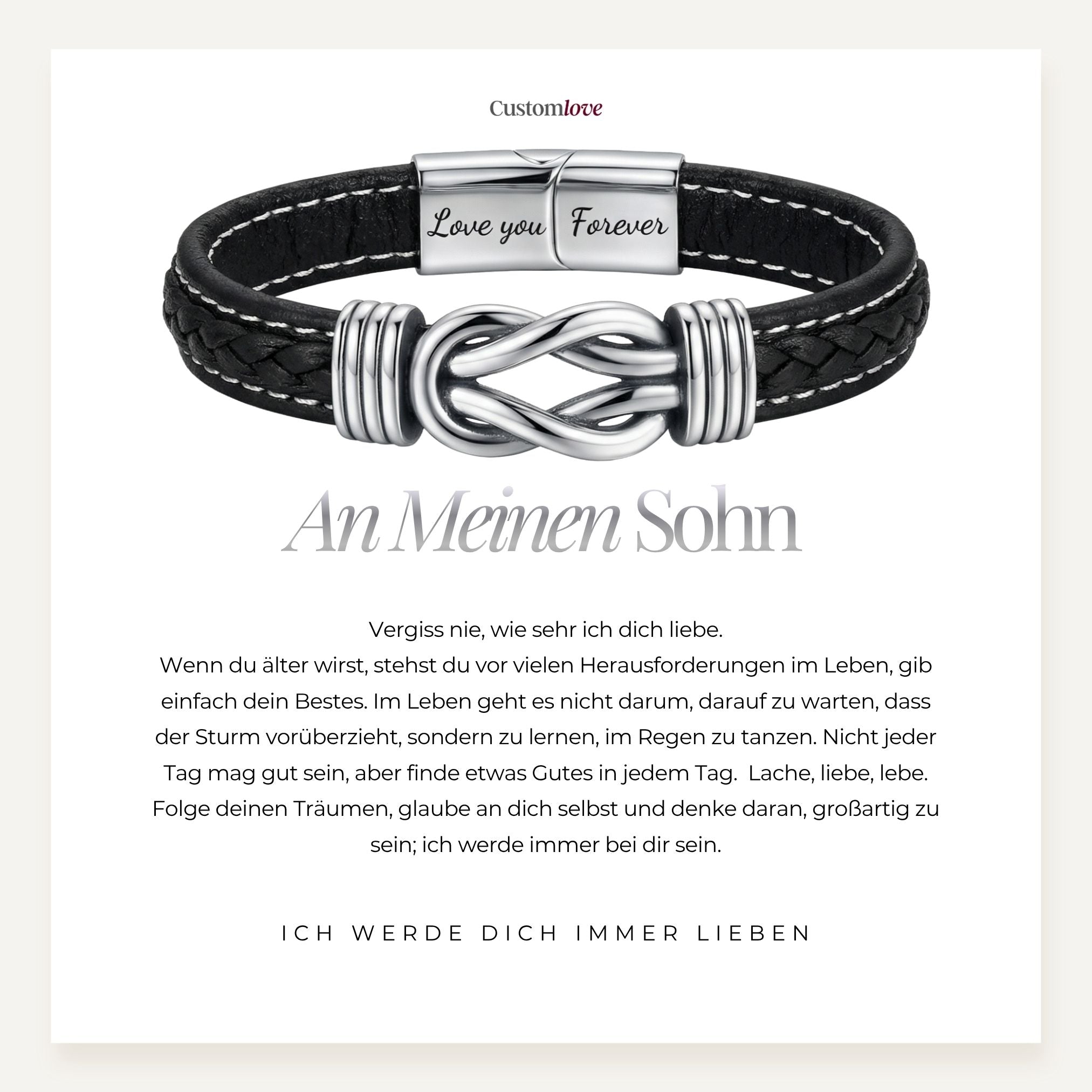 An Meinen Sohn - Ich werde dich immer lieben - Unendlichkeit Armband
