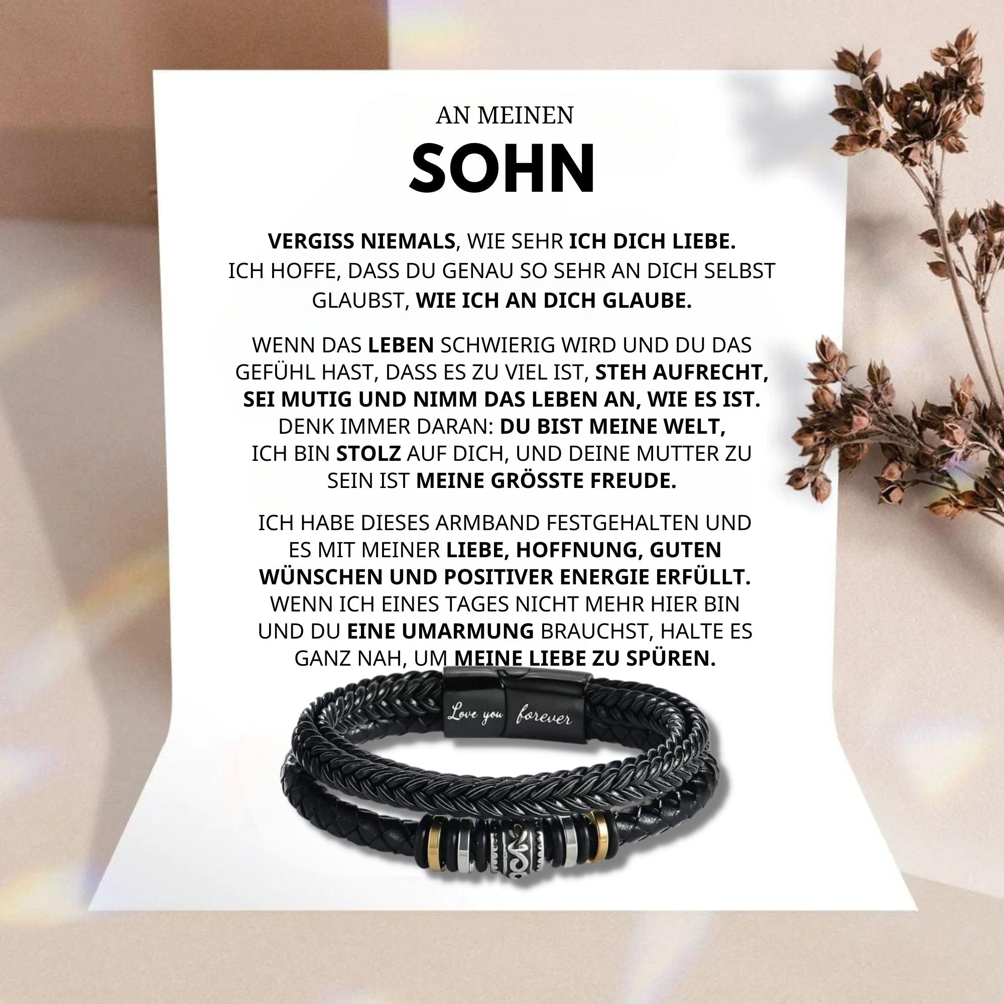 An Meinen Sohn – Glaube An Dich Selbst – Lederarmband