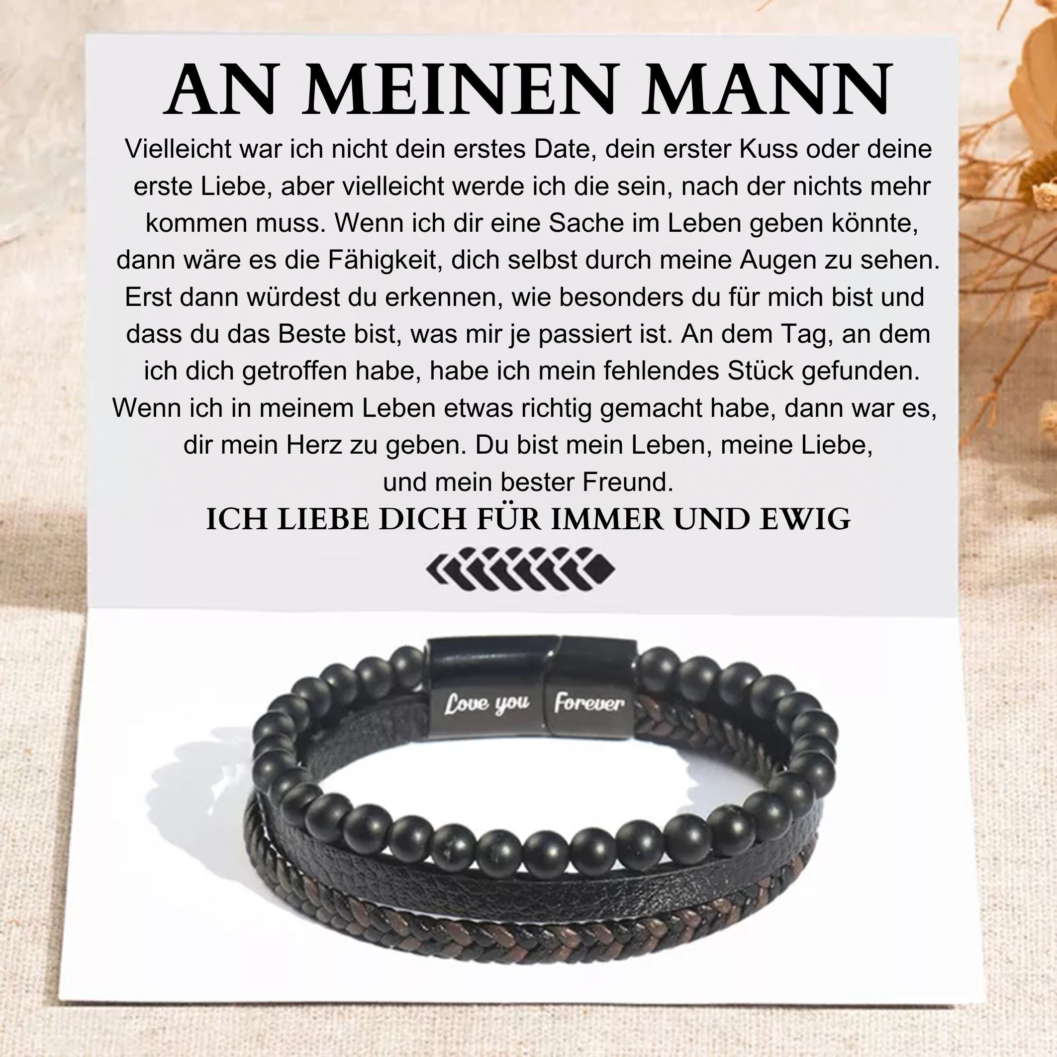 An Meinen Ehemann – Sei Mein Letztes Alles – Versprechen Lederarmband