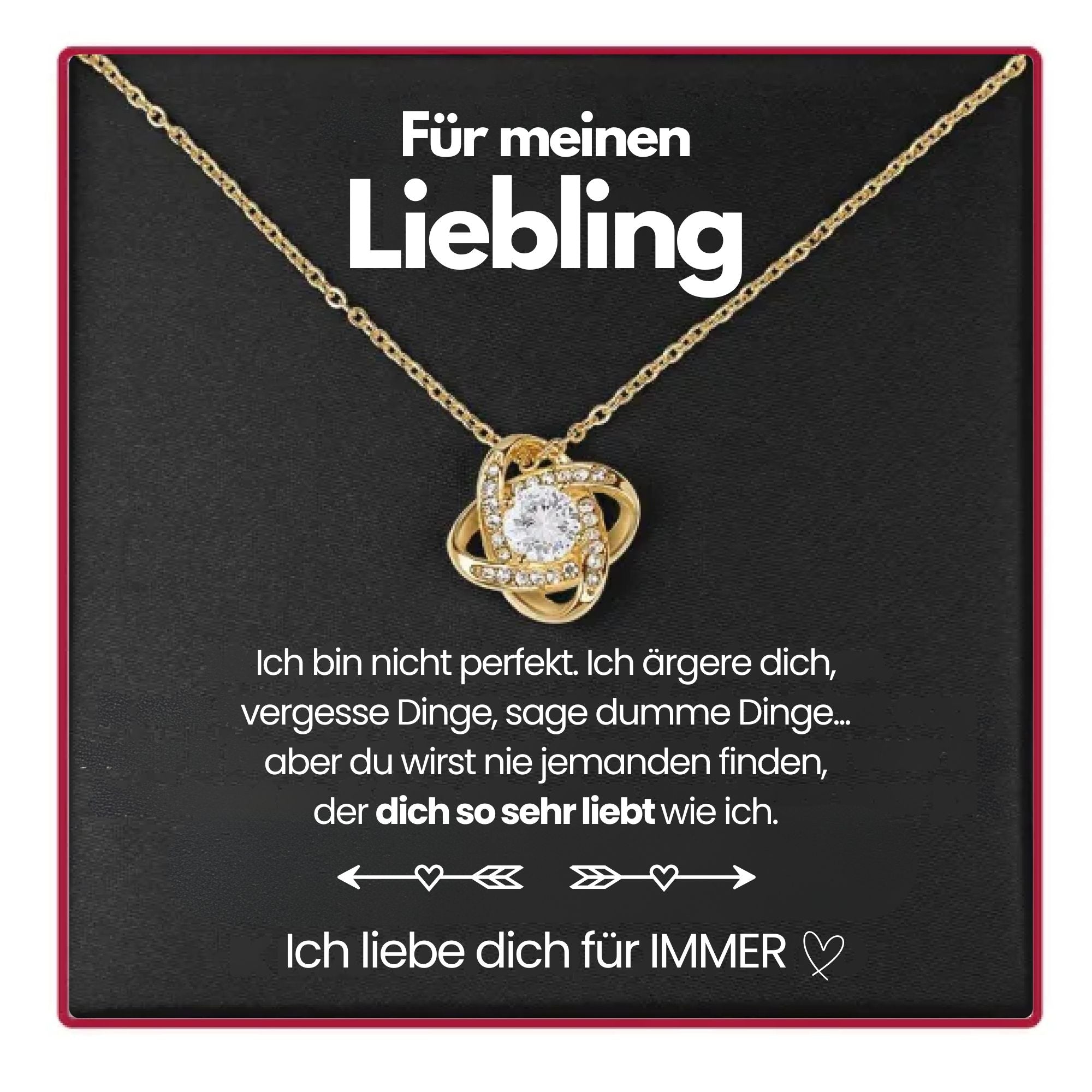 Ewige Rosenbox – Mit Love Knot Halskette & Echter Rose
