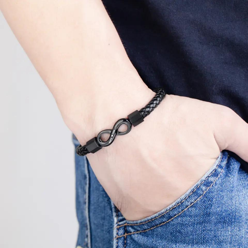 An Meinen Mann - Personalisiertes Leder-Infinity-Armband