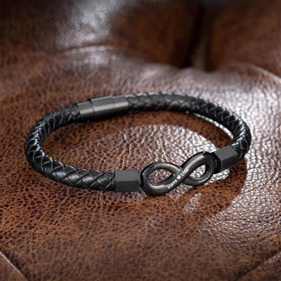 An Meinen Mann - Personalisiertes Leder-Infinity-Armband