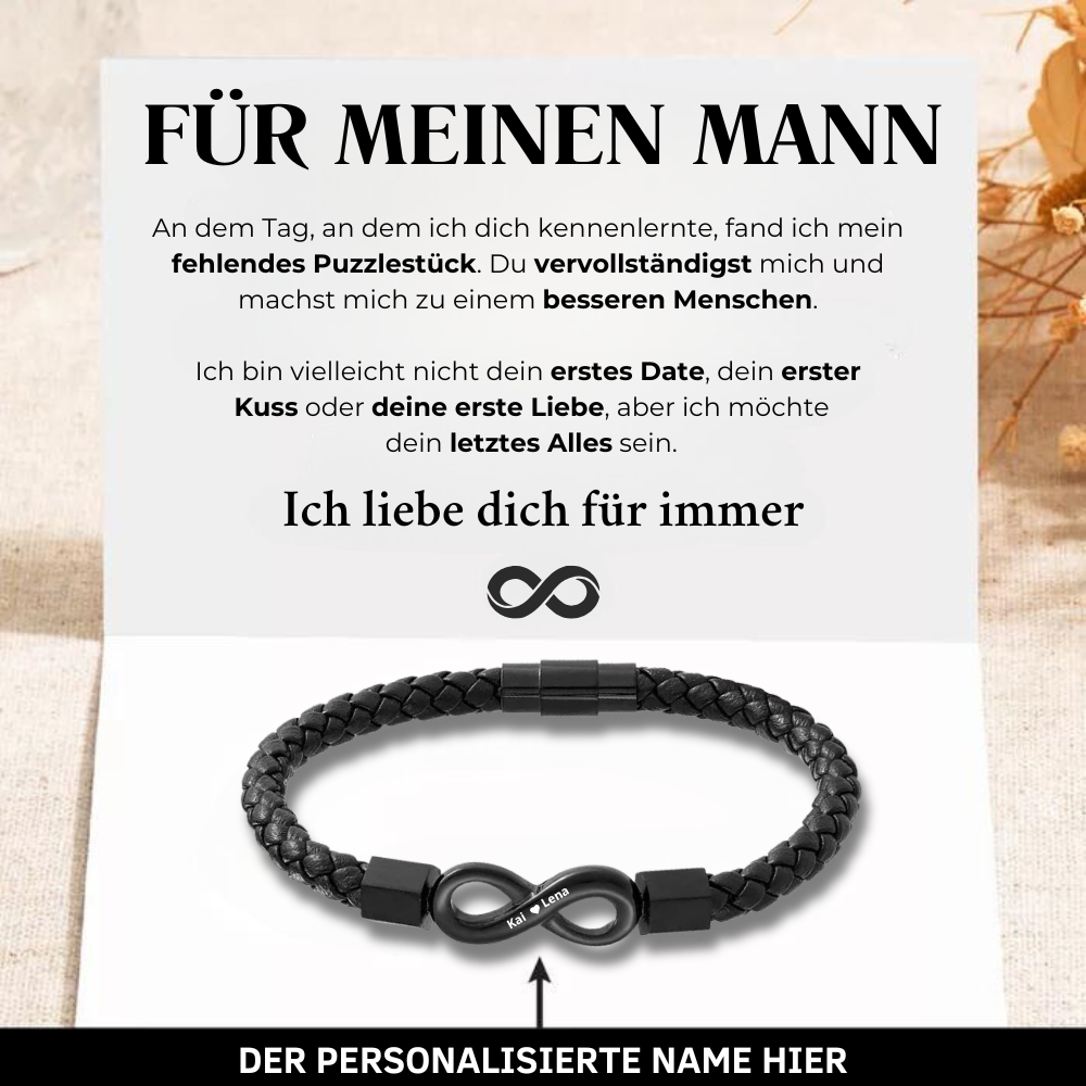 Für Meinen Mann - Personalisiertes Leder-Infinity-Armband