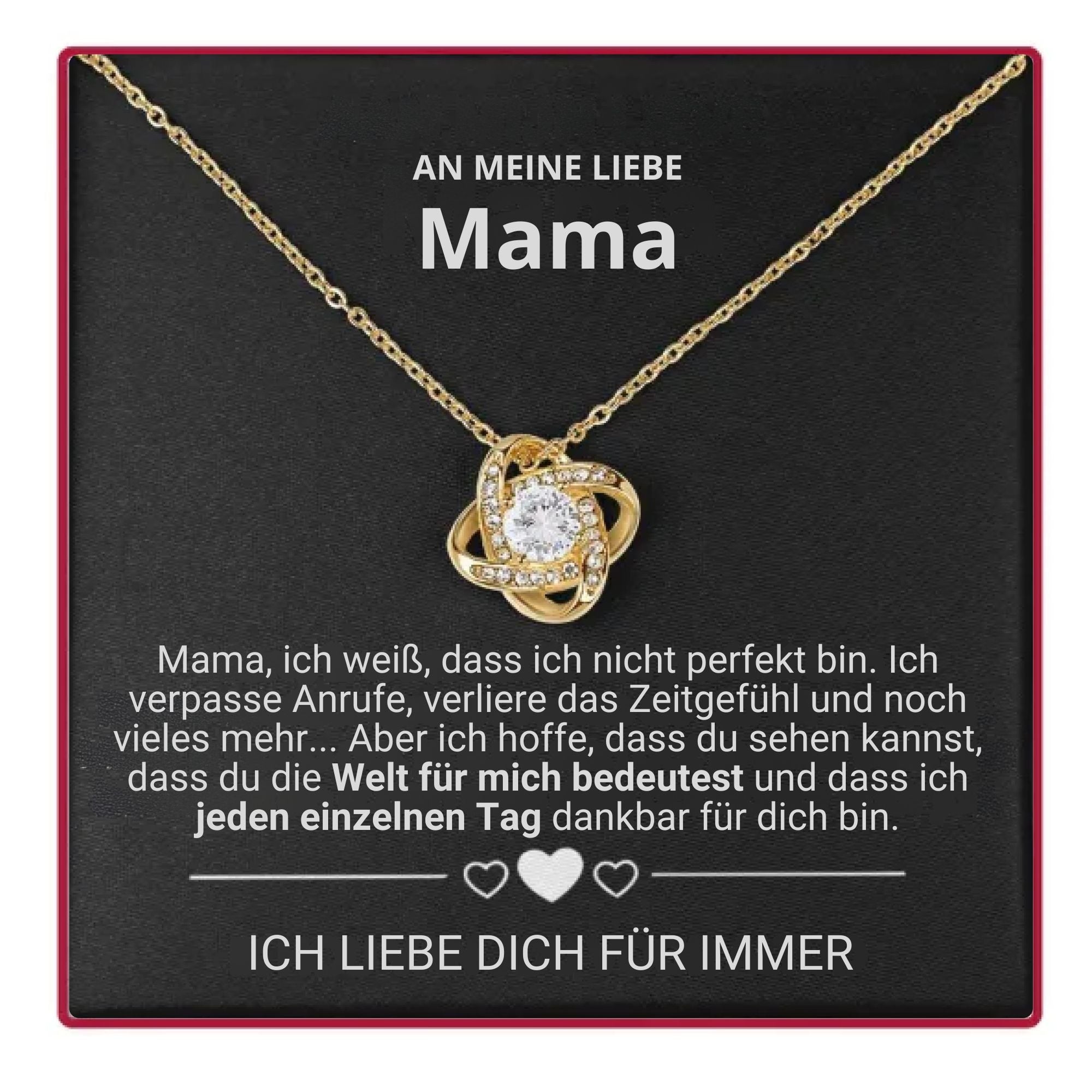 An Meine Mama – Ewige Rosenbox – Mit Love Knot Halskette & Echter Rose