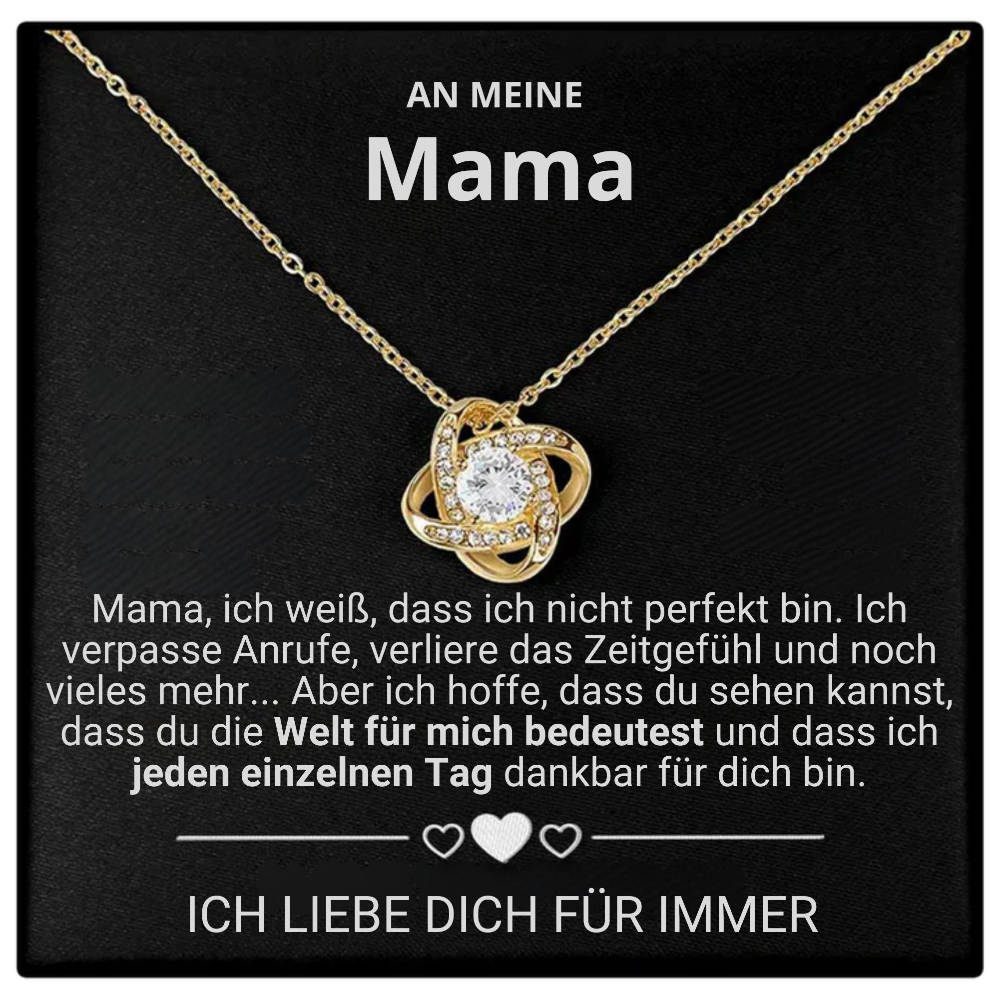 An Meine Mama – Ewige Rosenbox – Mit Love Knot Halskette & Echter Rose