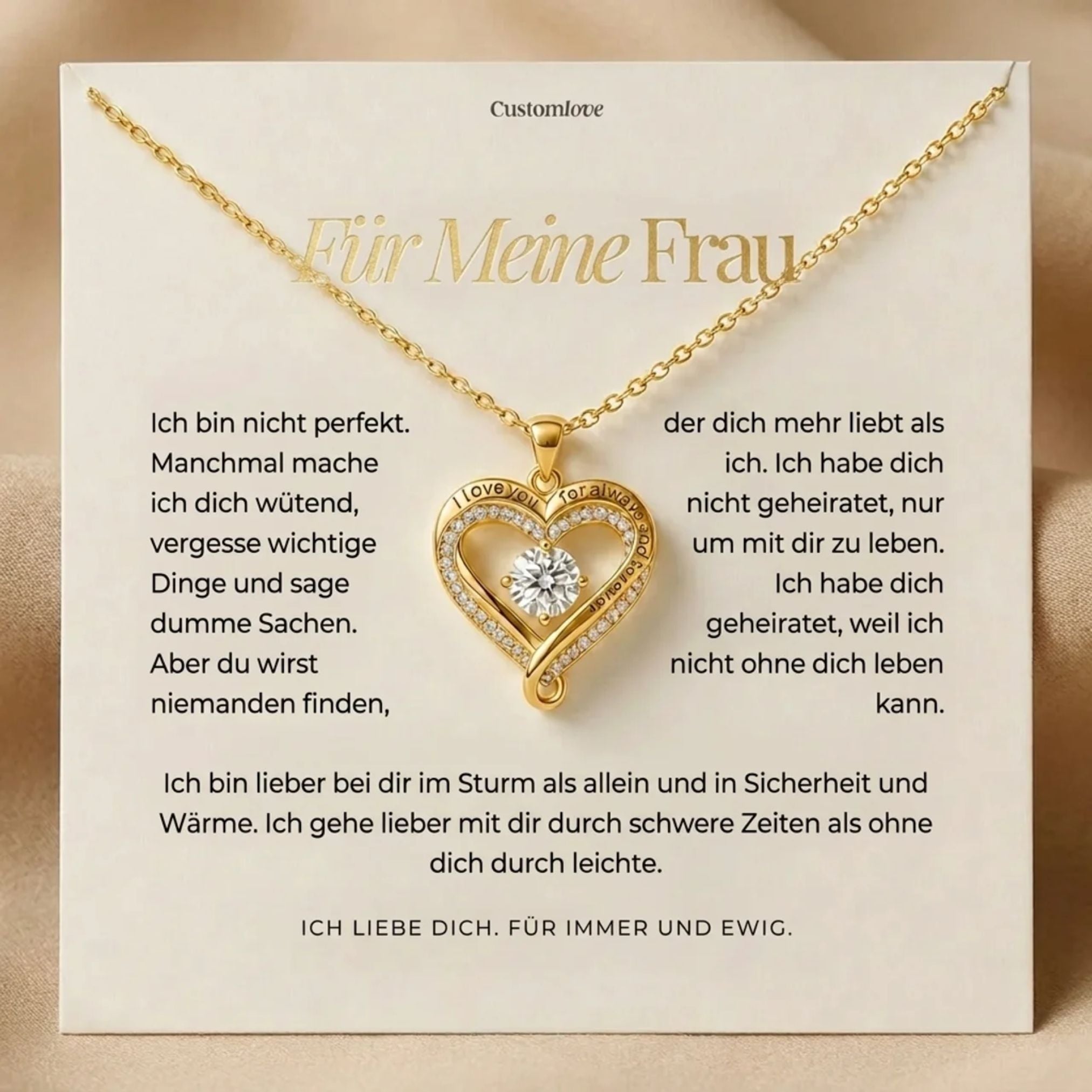 Für meine Frau – Gravierte Doppelherz-Halskette