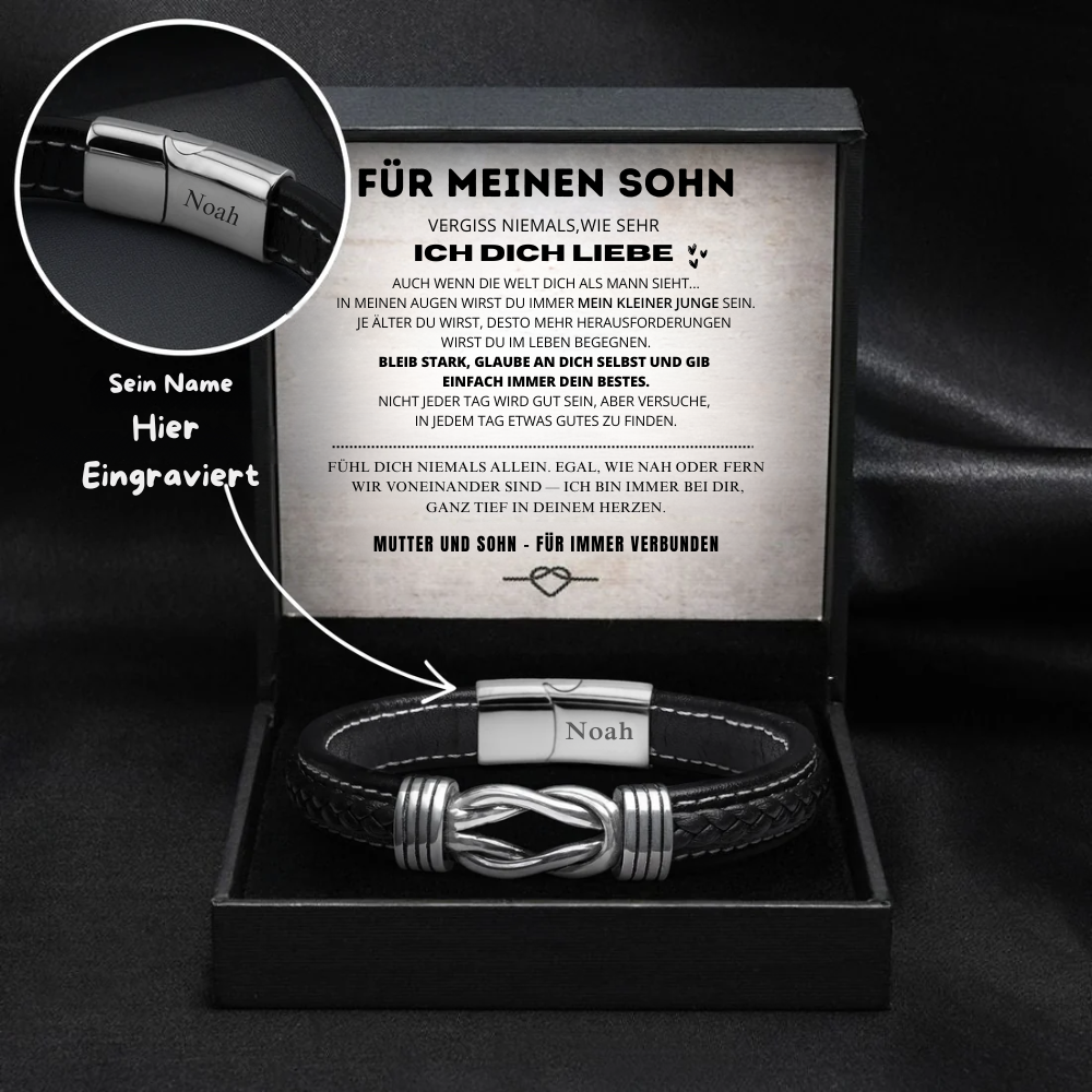 Für meinen Sohn – Infinity Armband mit Gravur des Namens