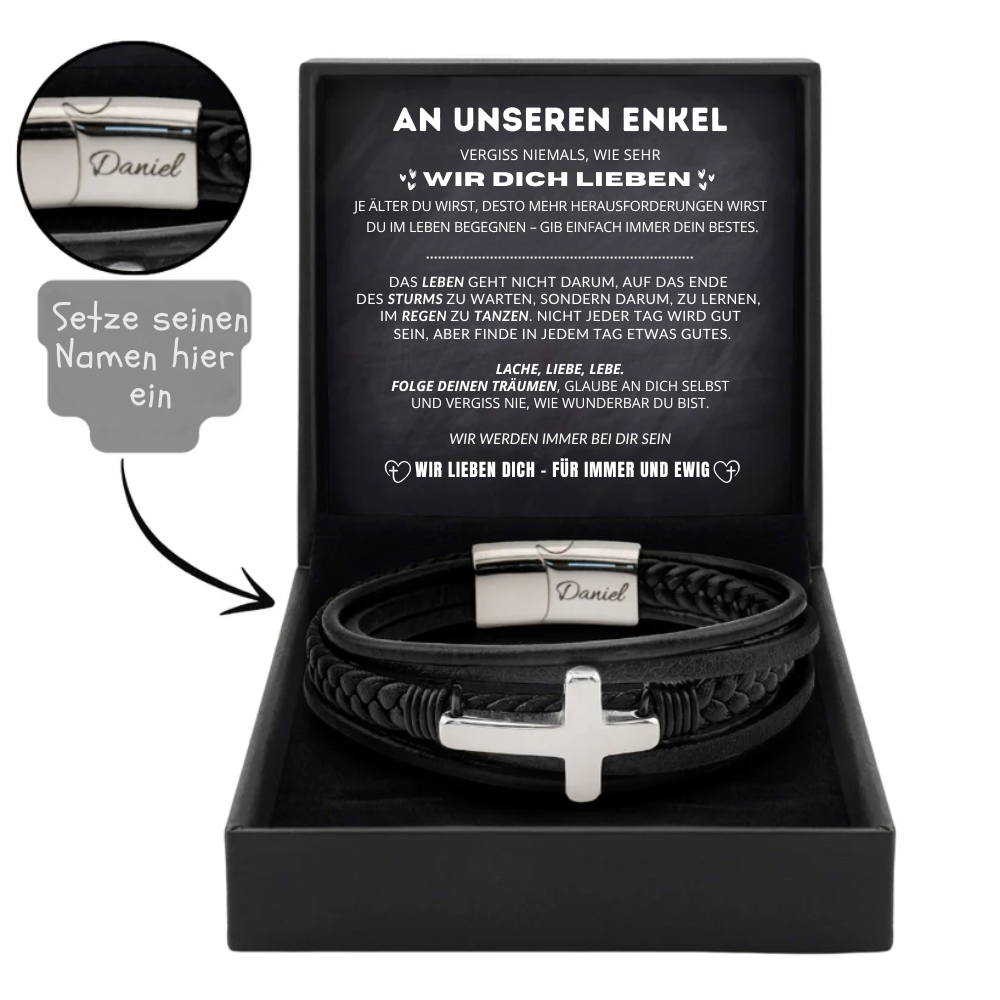 An Meinen Enkel - Personalisiertes Ewiger Beschützer Glaubensarmband