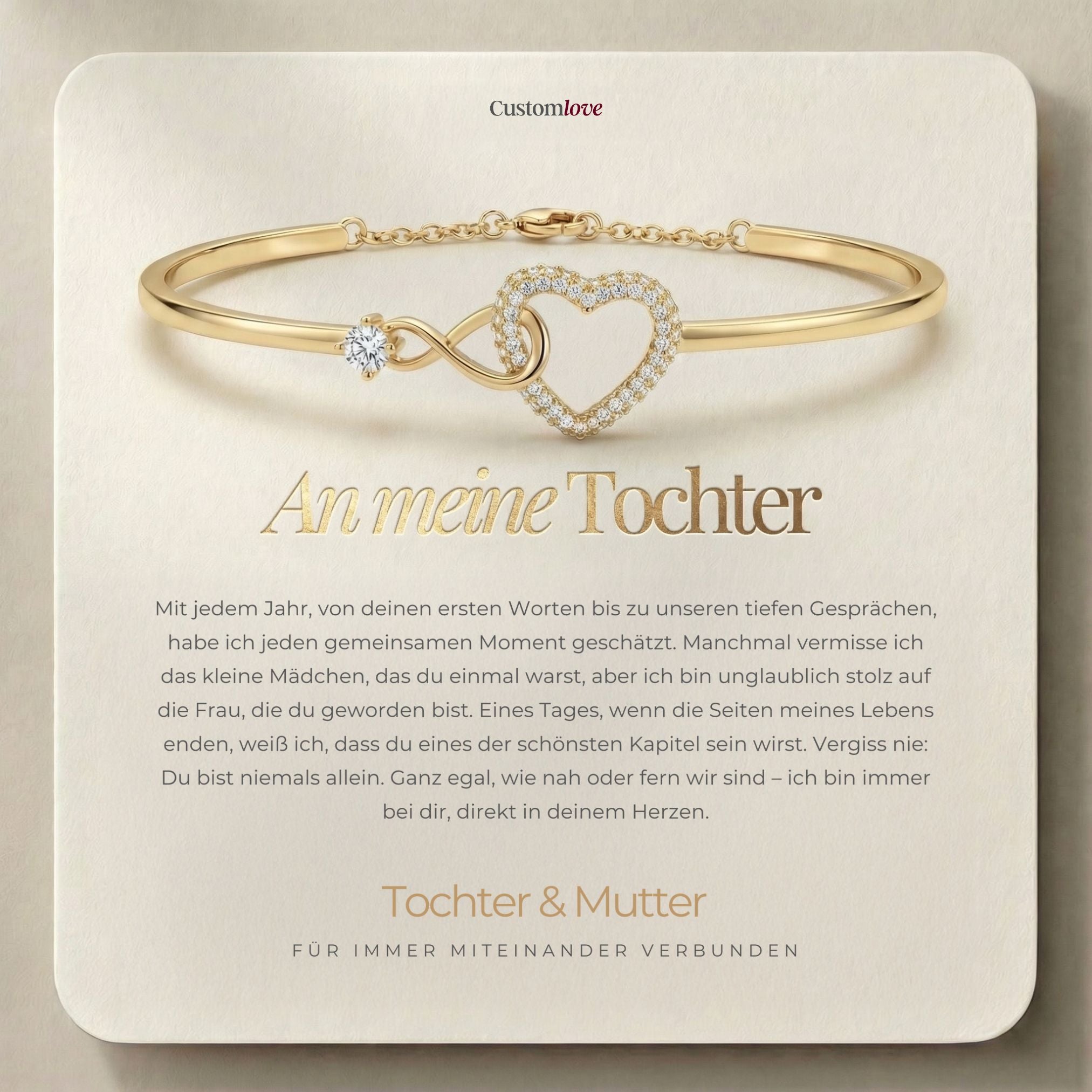An Meine Tochter - Unendlichkeit Herz Armband
