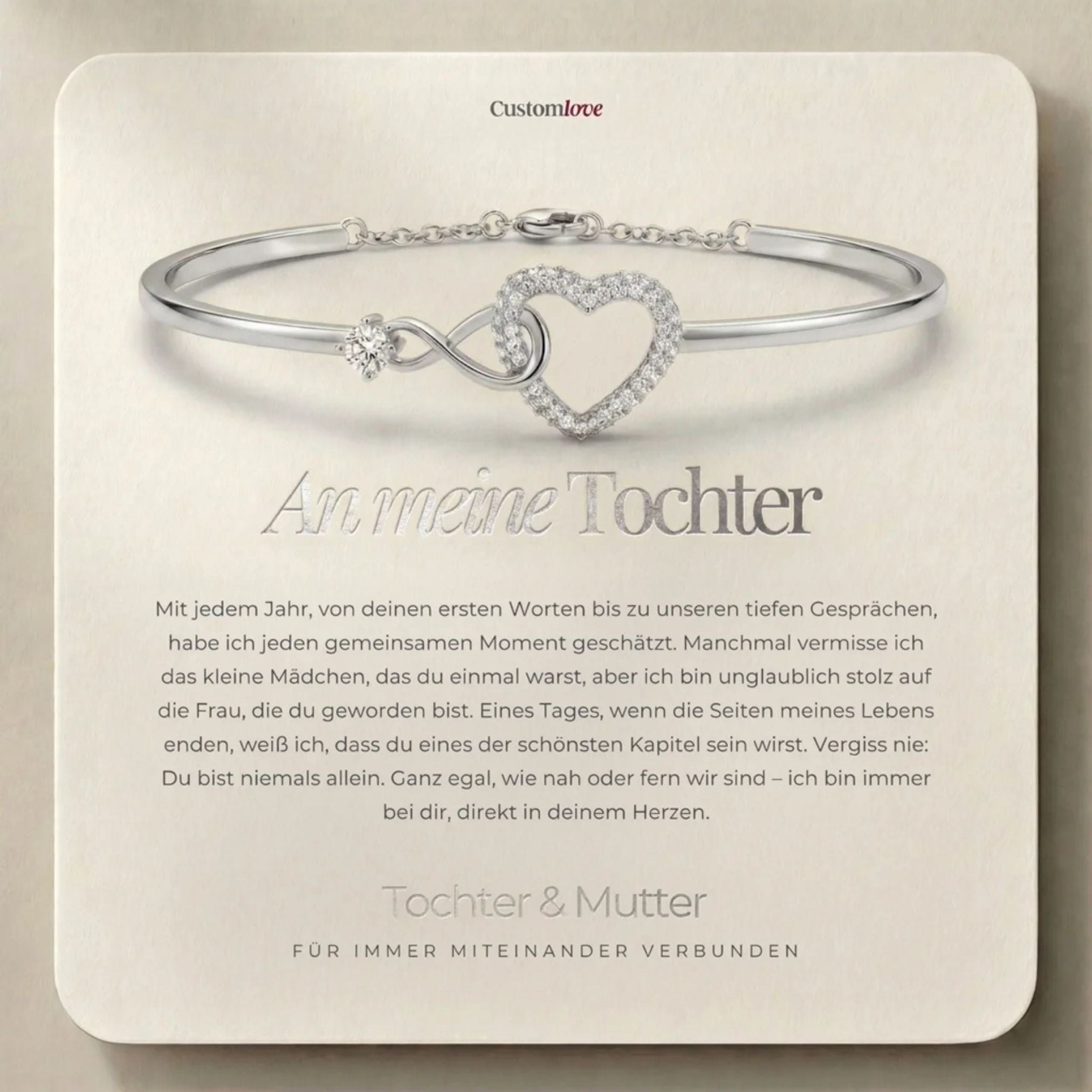 An Meine Tochter - Unendlichkeit Herz Armband