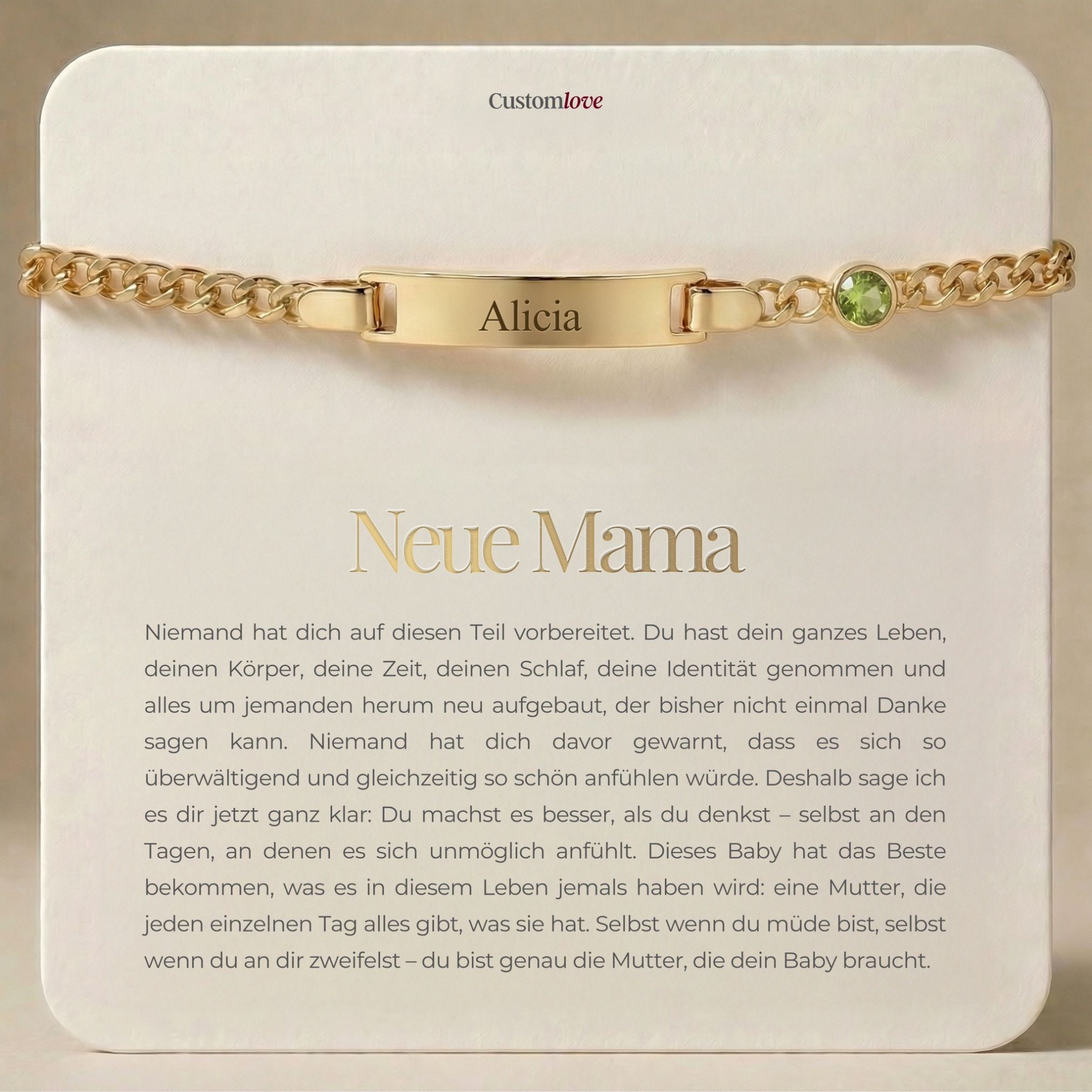 Neue Mama Geburtsstein-Armband