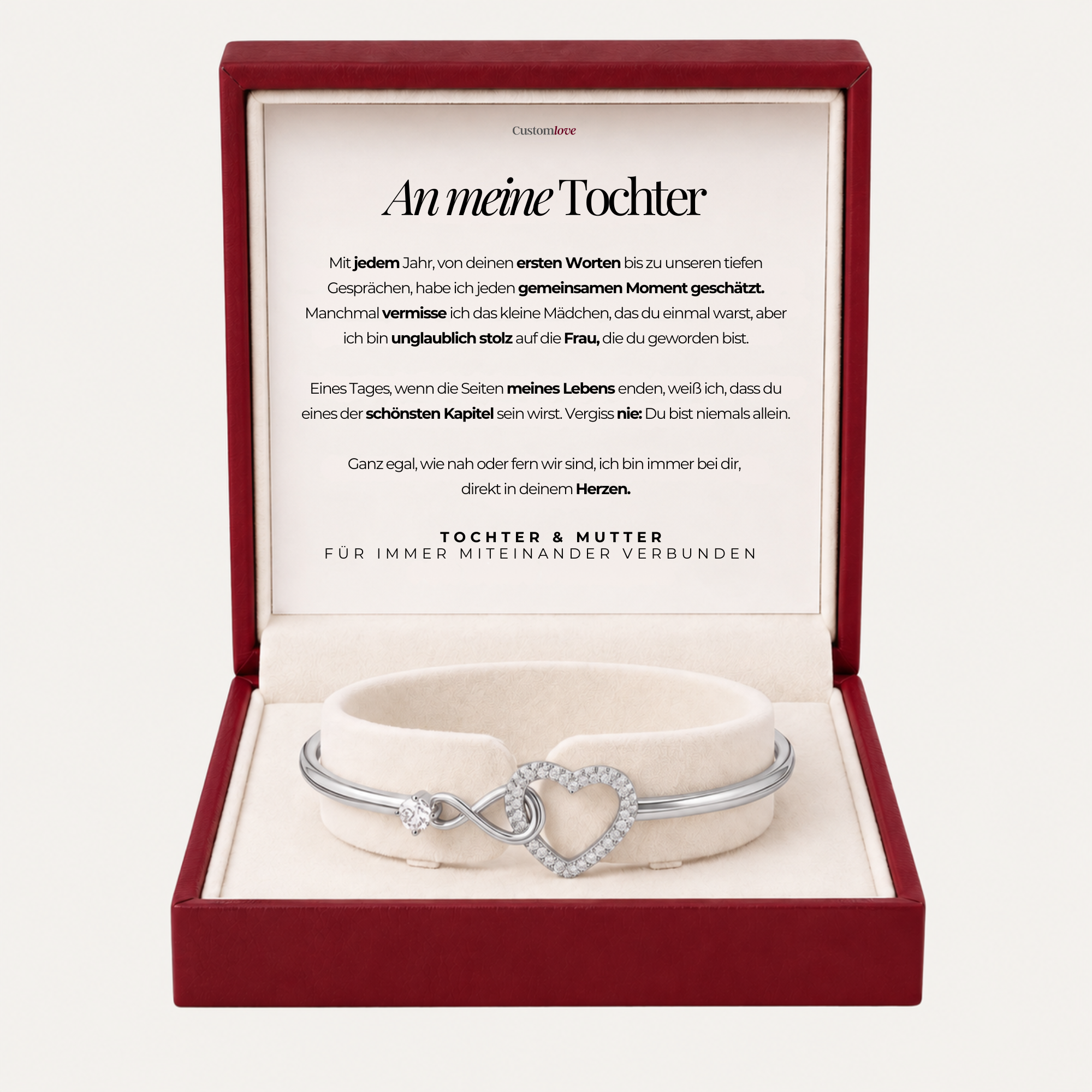 An Meine Tochter - Unendlichkeit Herz Armband