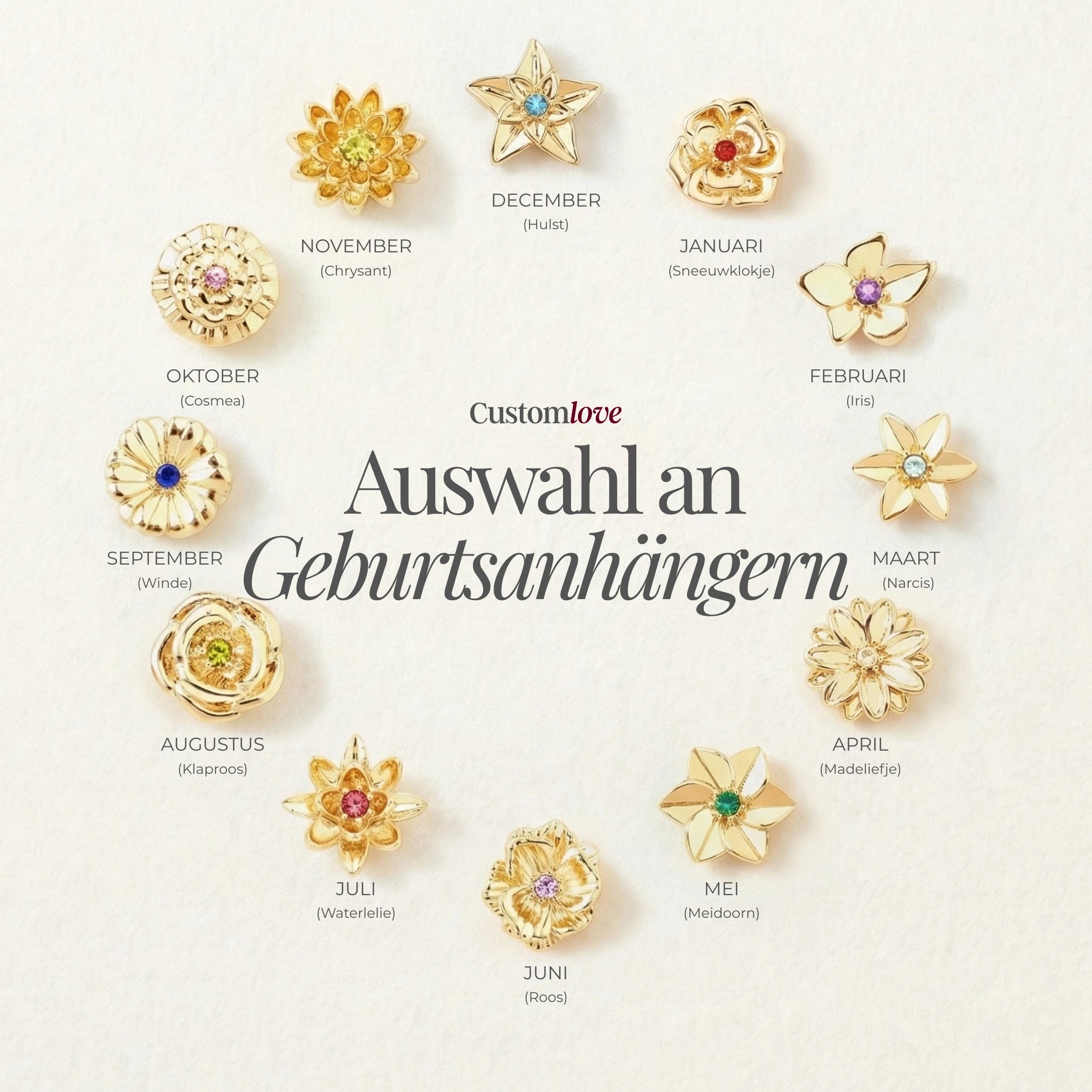 Edimensionales Armband mit Geburtsblume
