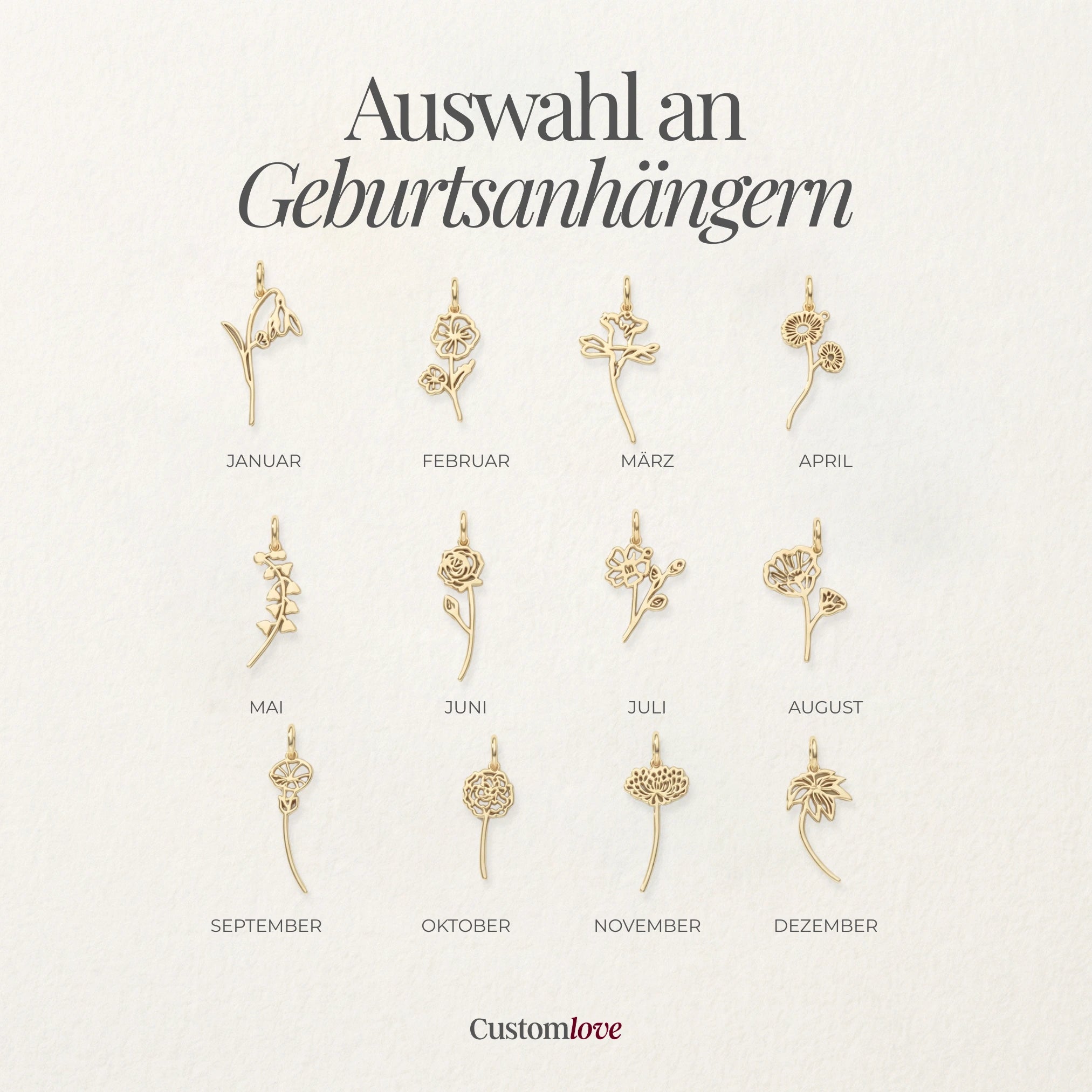 Kundenspezifische Geburtsblumen-Halskette