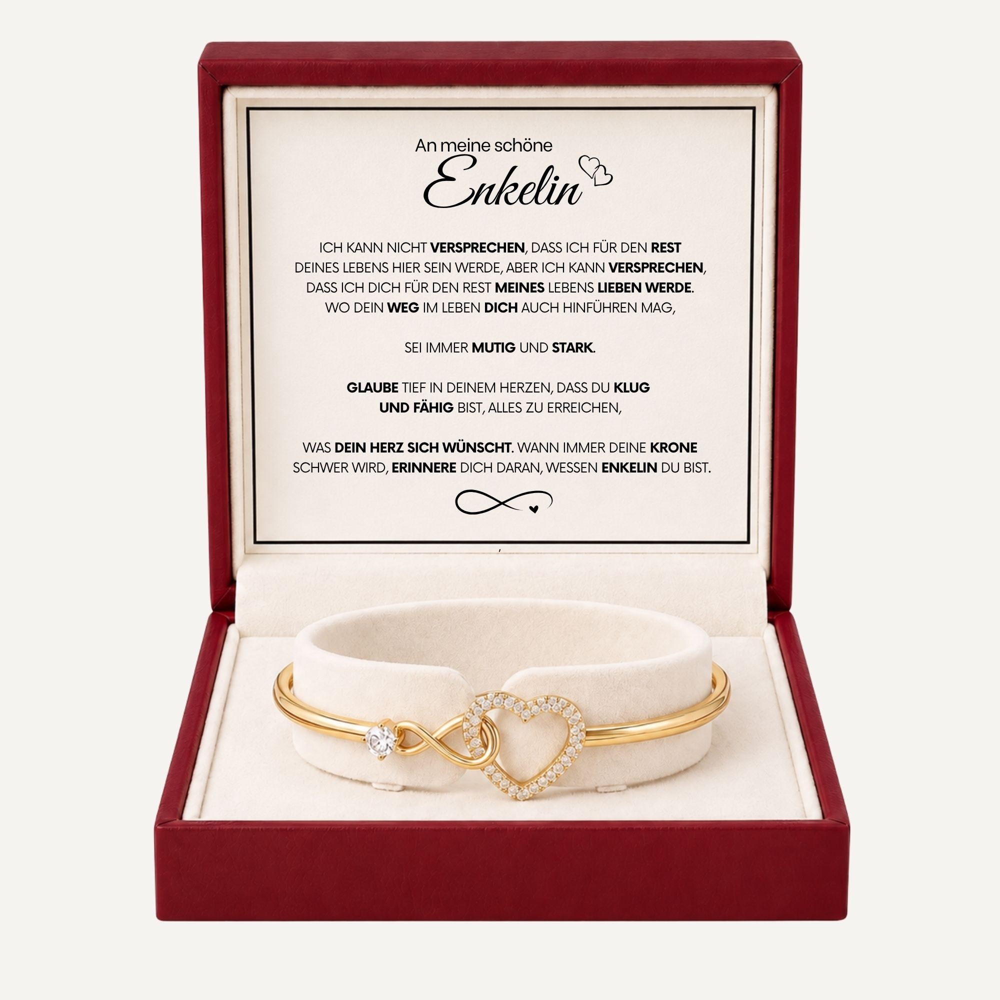 An meine wunderschöne Enkelin – Infinity-Herz-Armband