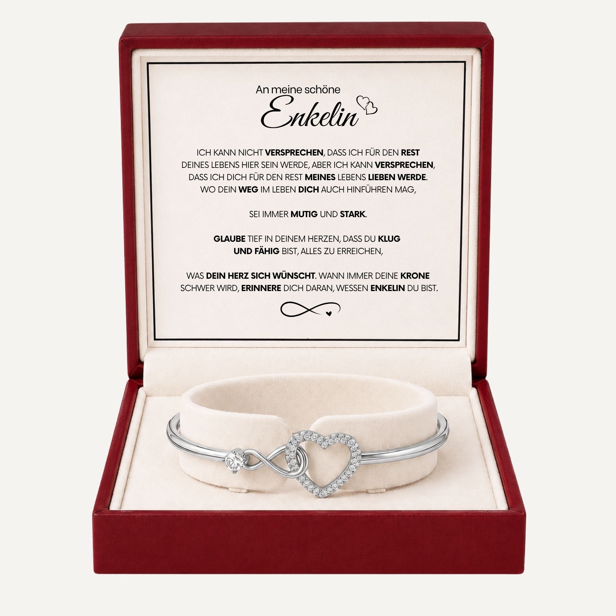 An meine wunderschöne Enkelin – Infinity-Herz-Armband