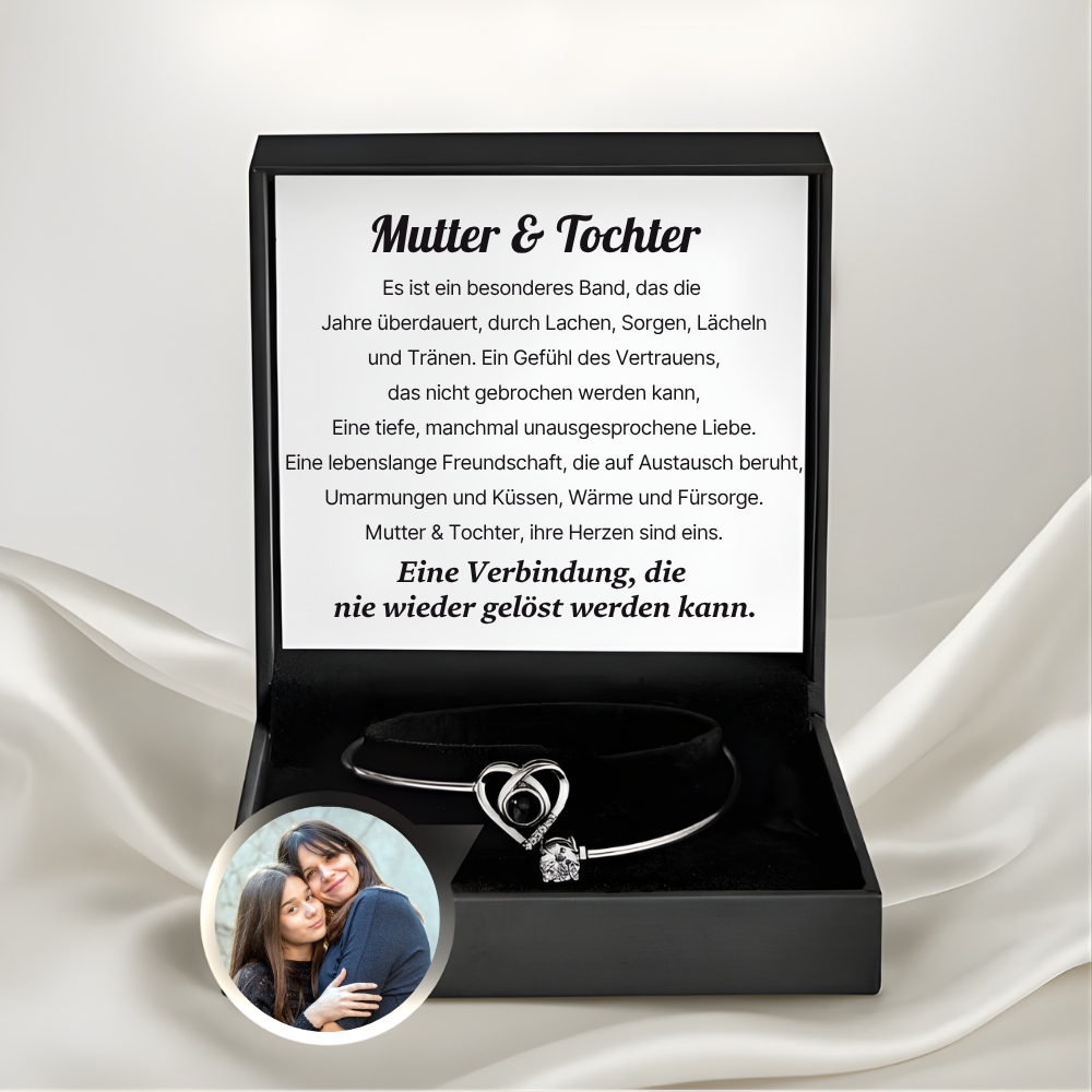 Mutter & Tochter - Personalisiertes Foto Herz Armband
