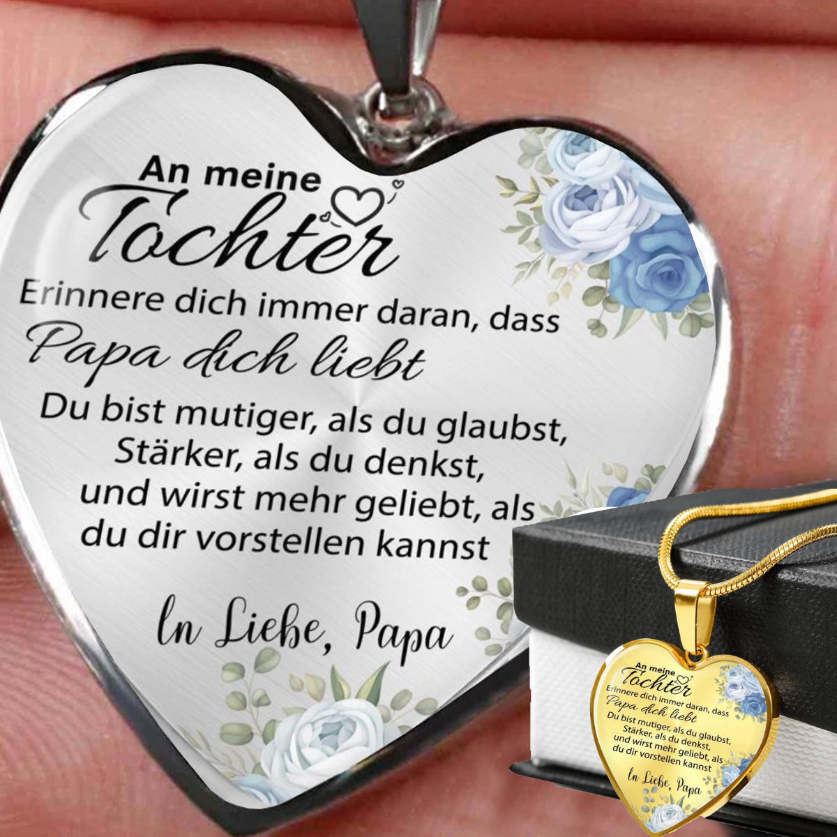 Mutige Herz-Halskette für meine Tochter - Zeige deine Liebe, Papa