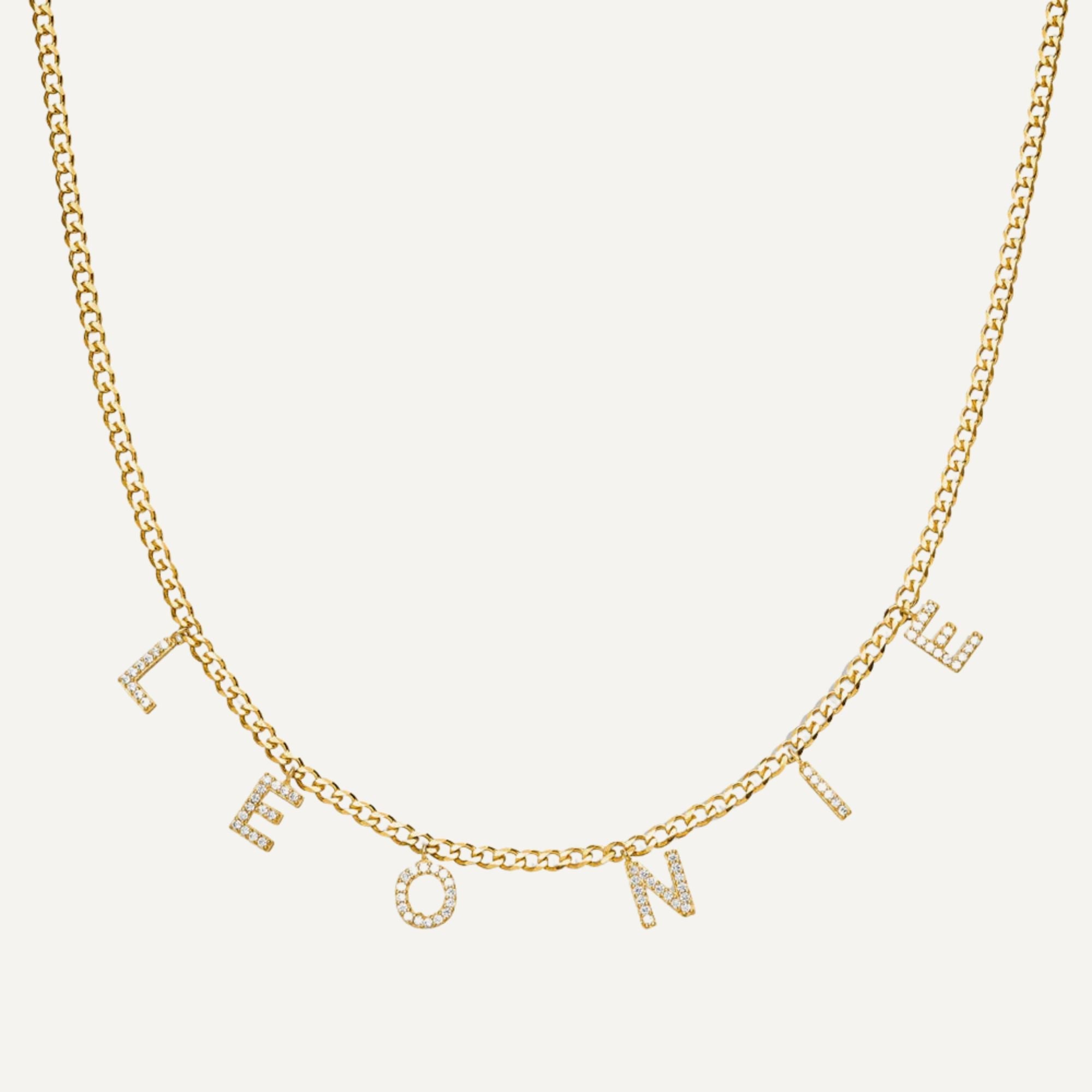 Personalisierte Zirkon-Buchstaben-Halskette - Cuban Chain Stil