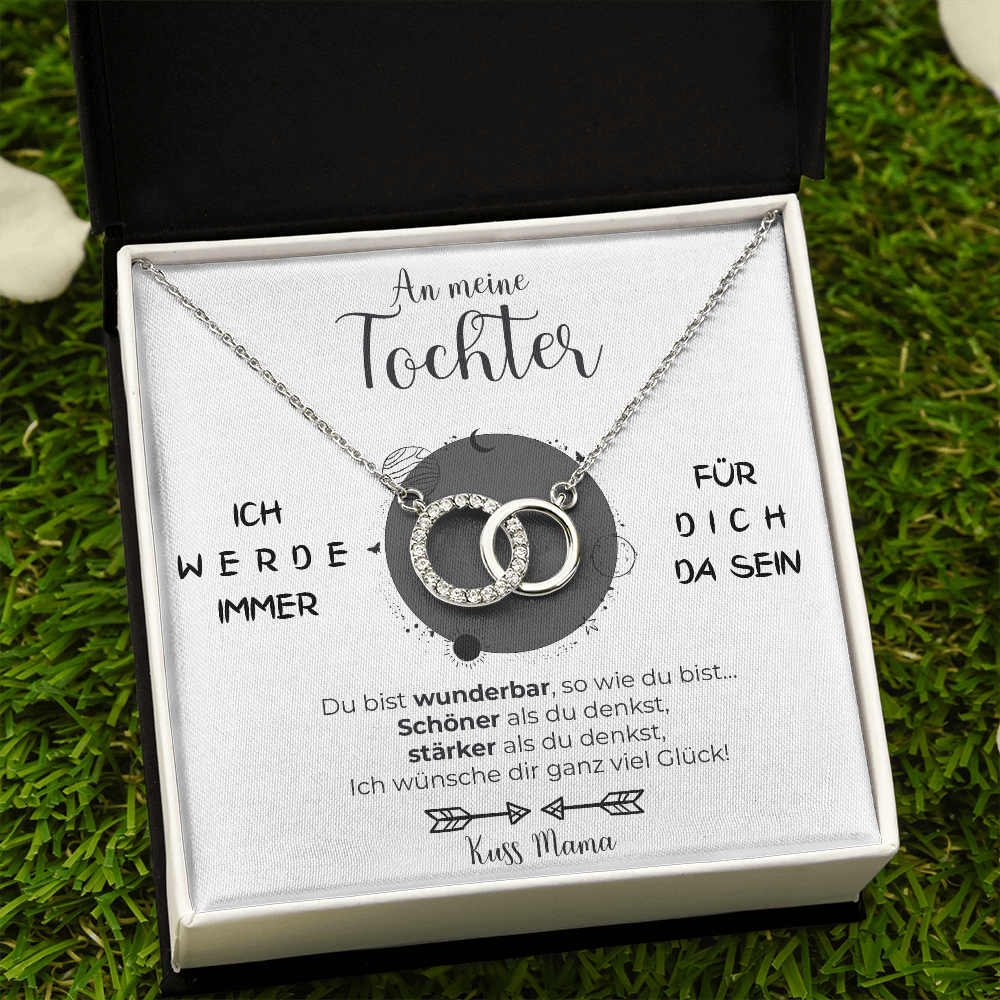 Elegante 14k Weißgold Halskette mit Ring - Für meine geliebte Tochter