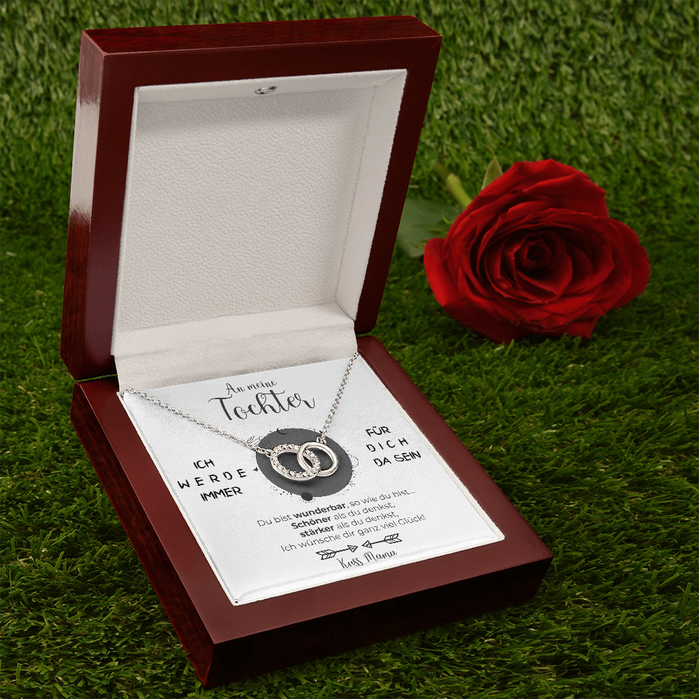 Elegante 14k Weißgold Halskette mit Ring - Für meine geliebte Tochter