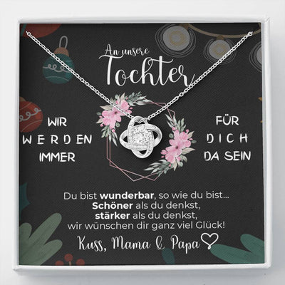 Elegante Weißgold-Halskette - Ein herzlicher Gruß von Mama & Papa an unsere Tochter - Perfektes Weihnachtsgeschenk