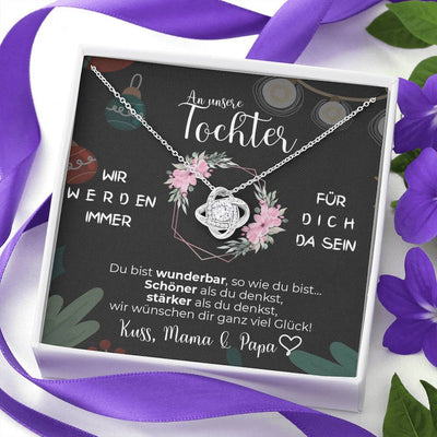 Elegante Weißgold-Halskette - Ein herzlicher Gruß von Mama & Papa an unsere Tochter - Perfektes Weihnachtsgeschenk