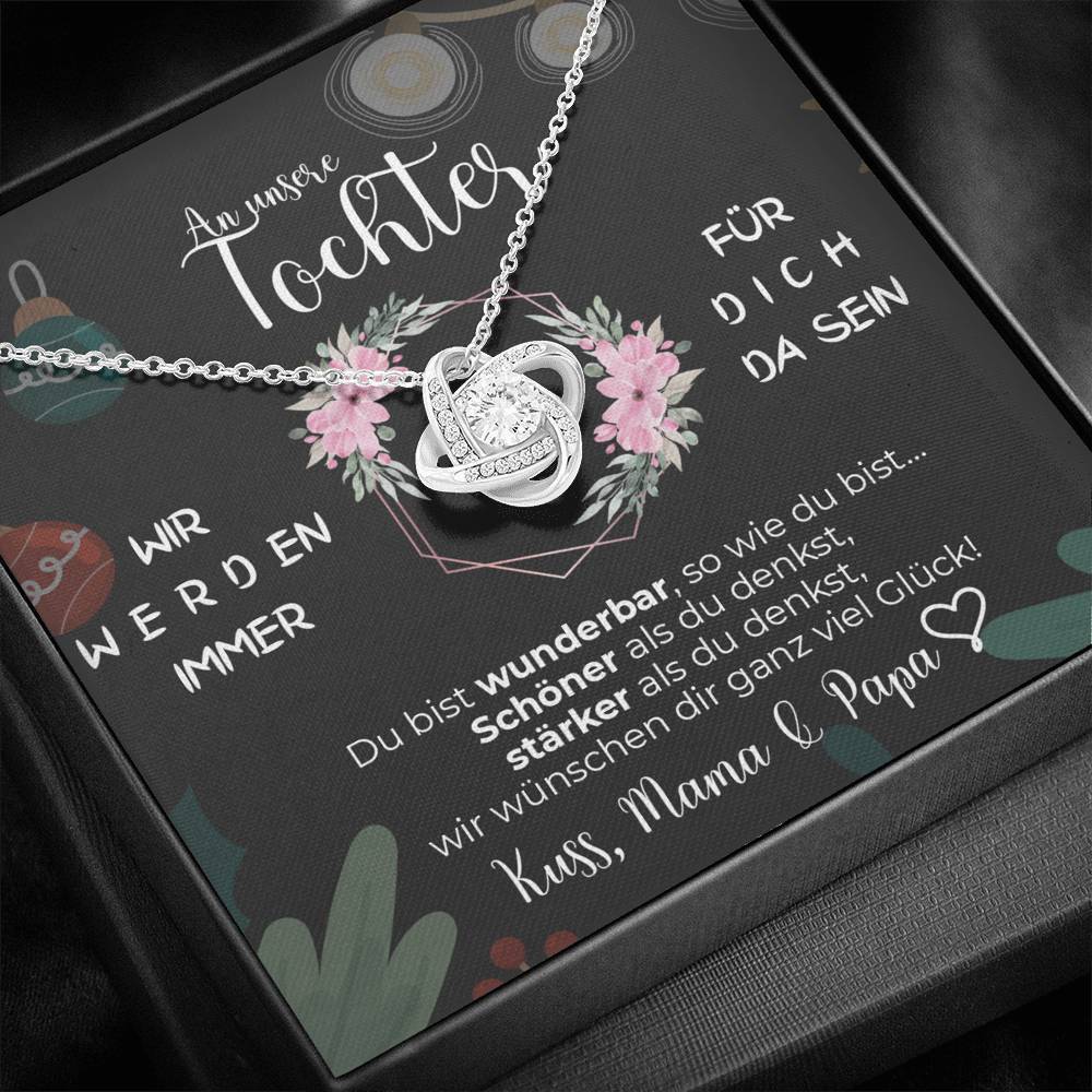 Elegante Weißgold-Halskette - Ein herzlicher Gruß von Mama & Papa an unsere Tochter - Perfektes Weihnachtsgeschenk