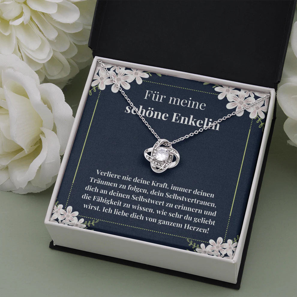Glaube an dich selbst - Liebesknoten Halskette Geschenk für Enkelin