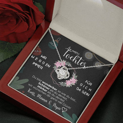 Elegante Weißgold-Halskette - Ein herzlicher Gruß von Mama & Papa an unsere Tochter - Perfektes Weihnachtsgeschenk