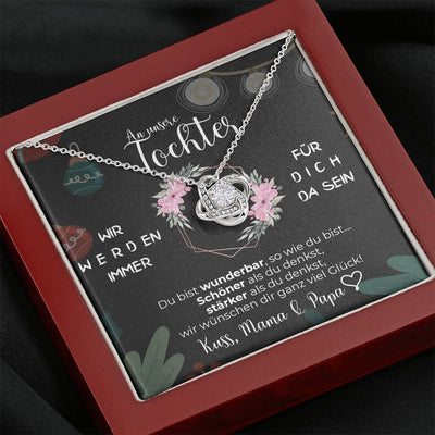 Elegante Weißgold-Halskette - Ein herzlicher Gruß von Mama & Papa an unsere Tochter - Perfektes Weihnachtsgeschenk